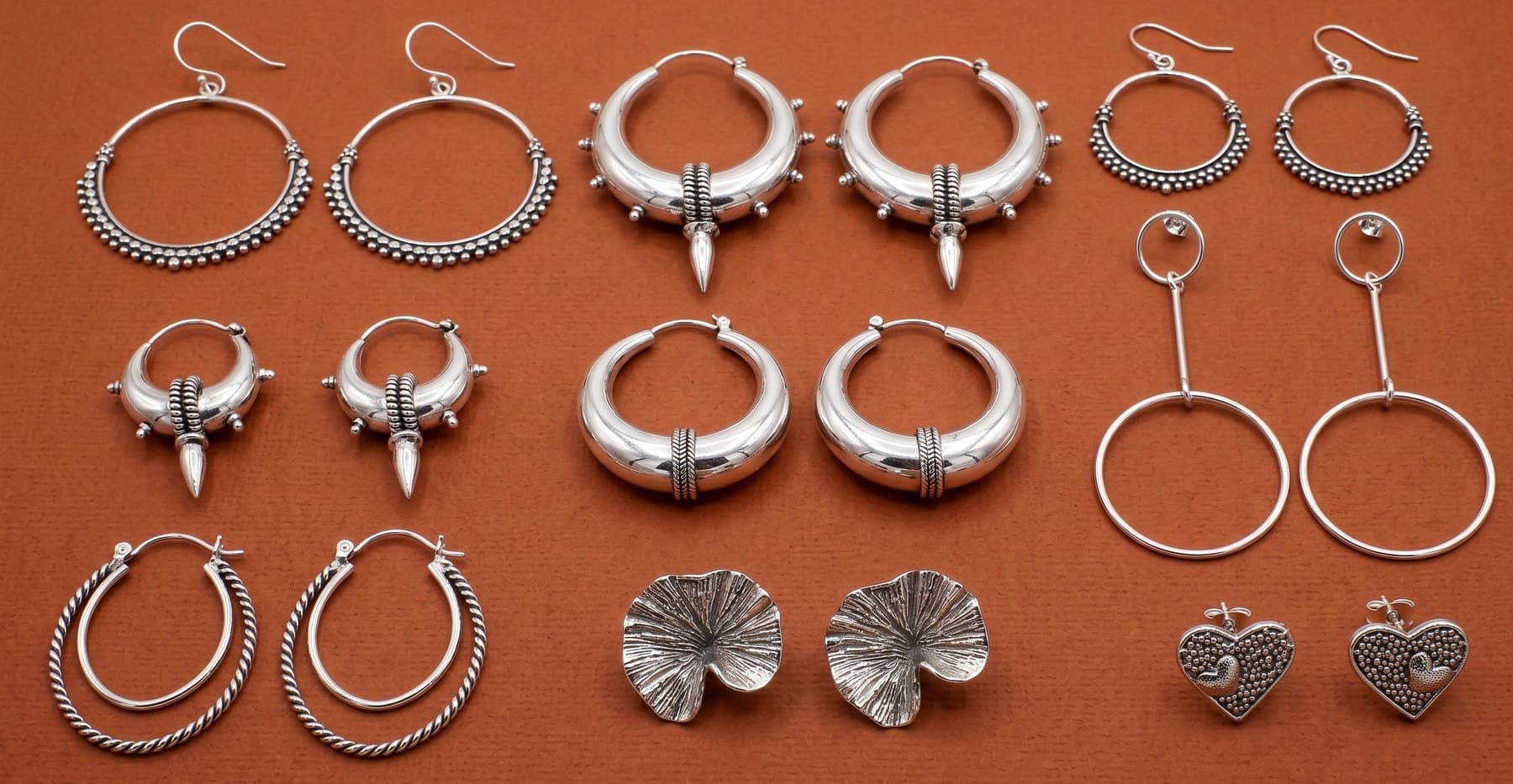 Pure silver earrings, collection
