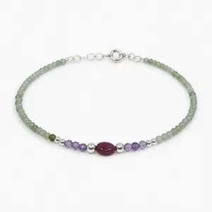 Green Aventurine & Amethyst Gemstone Beaded Bracelet