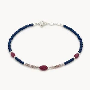 Ruby Blue Jade & Rose Quartz Bead Bracelet