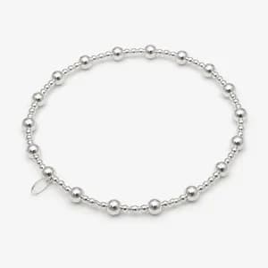 Sterling Silver Beaded Elastic Bracelet