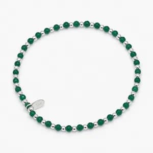 Sterling Silver Faceted Emerald Bead Bracelet