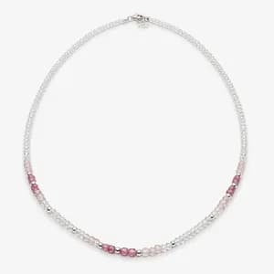 Pink Tourmaline & Crystal Bead Necklace