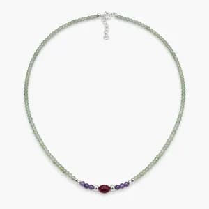 Green Aventurine & Amethist Gemstone Bead Necklace