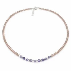 Moonstone & Amethyst Gemstone Bead Necklace