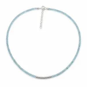 Aquamarine & Silver Bead Necklace