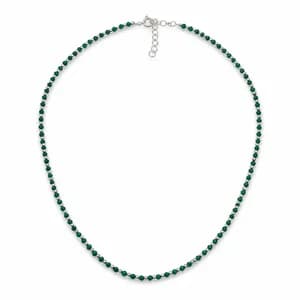 Green Malachite Sterling Silver Bead Necklace