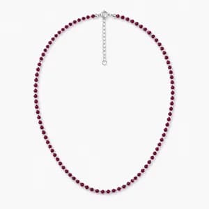 Ruby Bead Sterling Silver Necklace