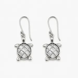 Silver Turtle Drop Earrings