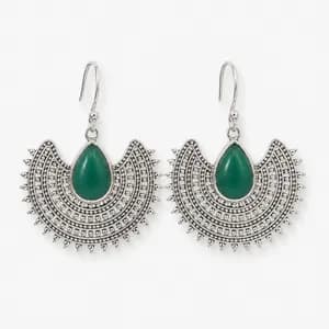 Sterling Silver Gemstone Fan Earrings