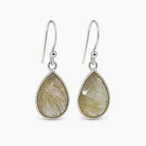 Sterling Silver Rutilated Quartz Teardrop Earrings