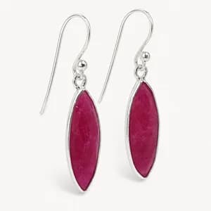 Sterling Silver Marquise Ruby Drop Earrings