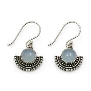Sterling Silver Fan Drop Gemstone Earrings