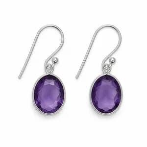 Sterling Silver Oval Gemstone Drop Earrings