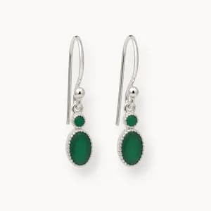 Sterling Silver Small Double Gemstone Drop Earrings