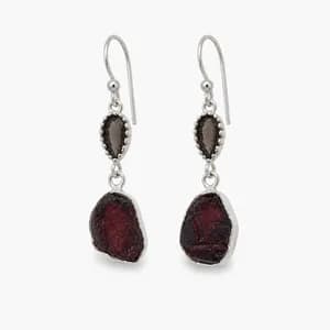 Sterling Silver Rough Gemstone combination Drop Earrings