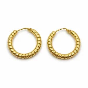Gold-plated Hoop Earrings Ribbed