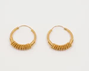 Gold Hoop Ribbed Coil Earrings