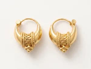 Gold Small Ornamental Hoop Earrings