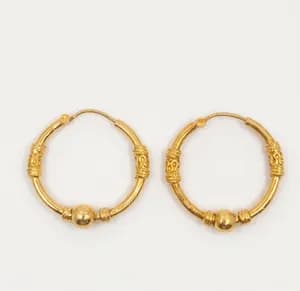 Gold Hoop Earrings with Bead