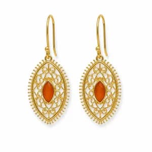 Gold-plated Gemstone Filigree Drop Earrings