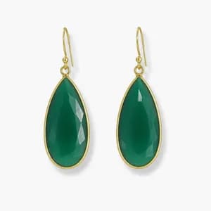 Gold-plated & Gemstone Long Teardrop Earrings