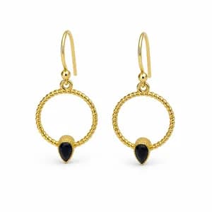 Gold-plated Twisted Circle Drop Earrings