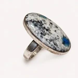 Silver Long Oval K2 Gemstone Ring