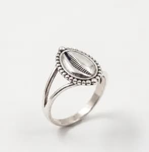 Silver Cowrie Shell Ring