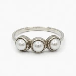 Three Pearl Sterling Silver Ring