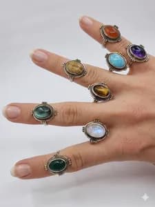 Sterling Silver Oval Gemstone Ring