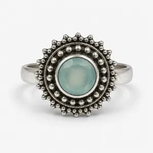 Sterling Silver Sunburst Gemstone Ring