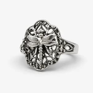 Sterling Silver Dragonfly Filigree Ring