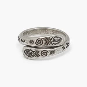 Sterling Silver Fish Motif Wrap Ring