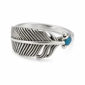 Sterling Silver Feather Turquoise Ring