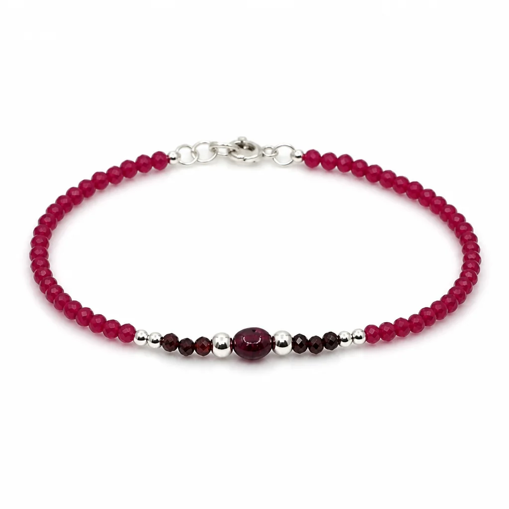 Ruby Garnet Sterling Silver Bracelet
