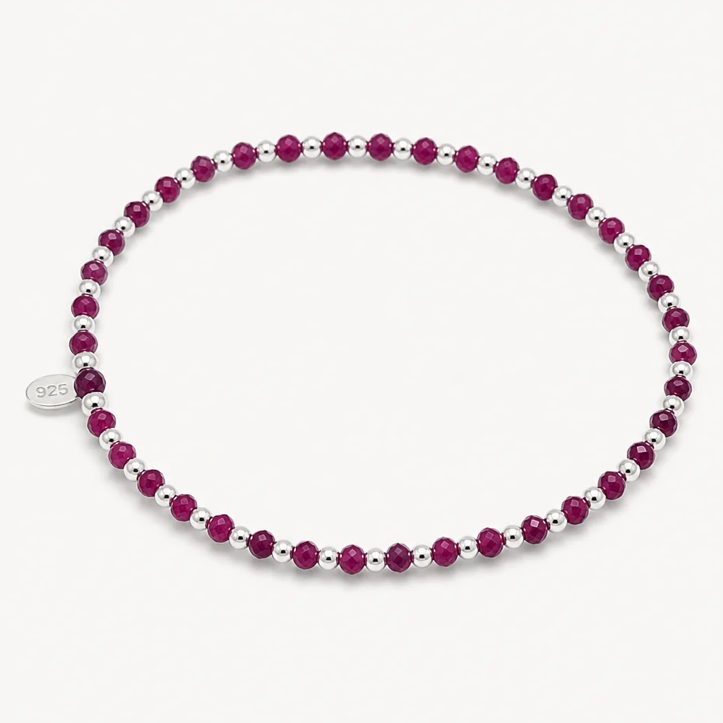 Faceted Ruby Bead Stretch Bracelet