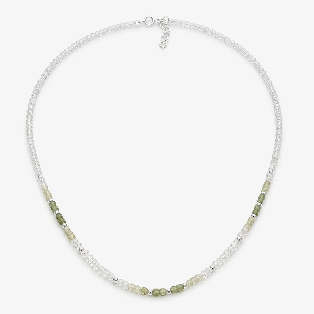 Peridot and Crystal Bead Necklace