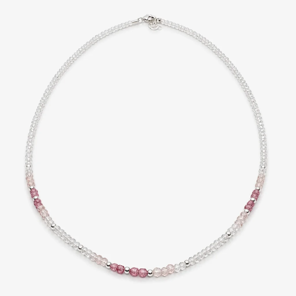 Pink Tourmaline & Crystal Bead Necklace