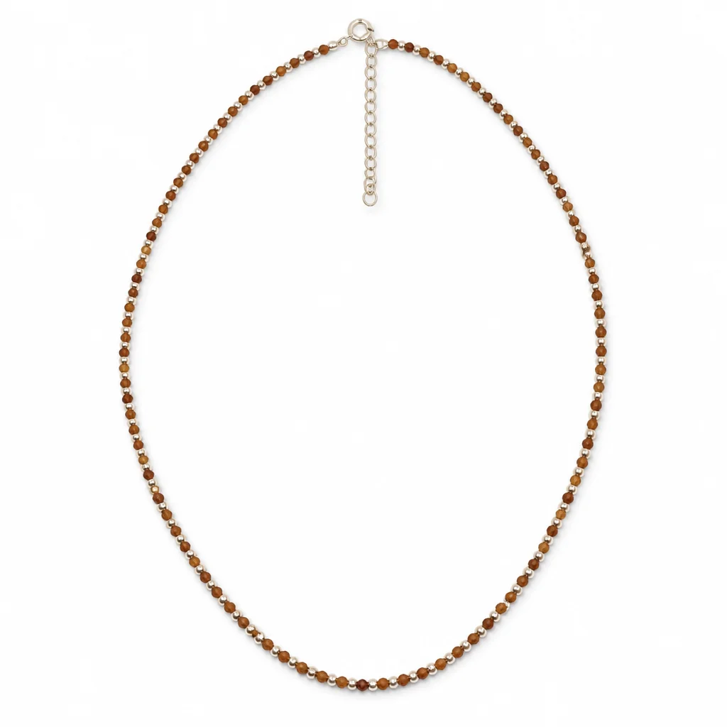 Faceted Orange Garnet (Spessartine) Bead Necklace