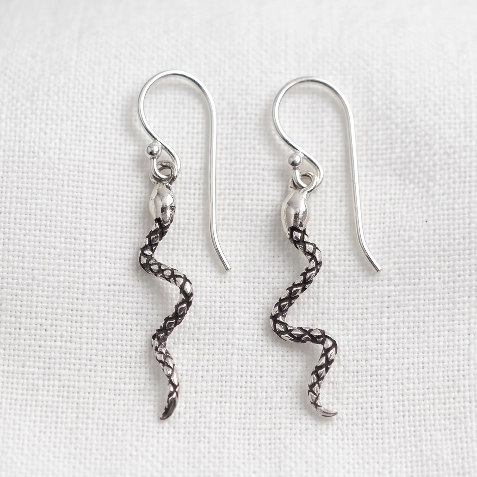 Silver Snake Earrings