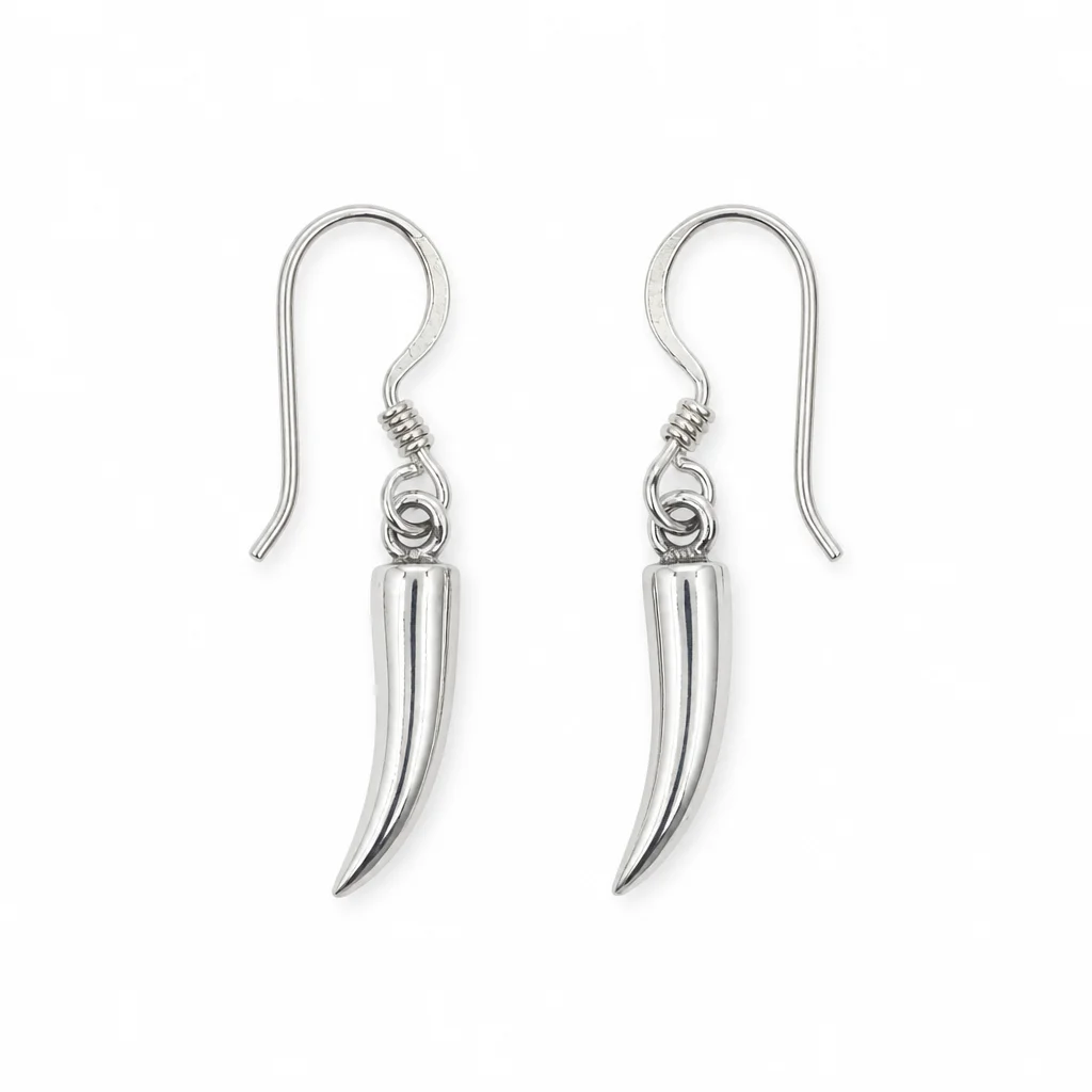 Silver Horn / Tooth Earrings