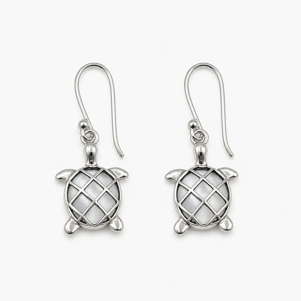 Silver Turtle Drop Earrings