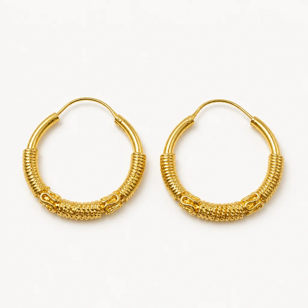 Gold Rope Hoop Earrings