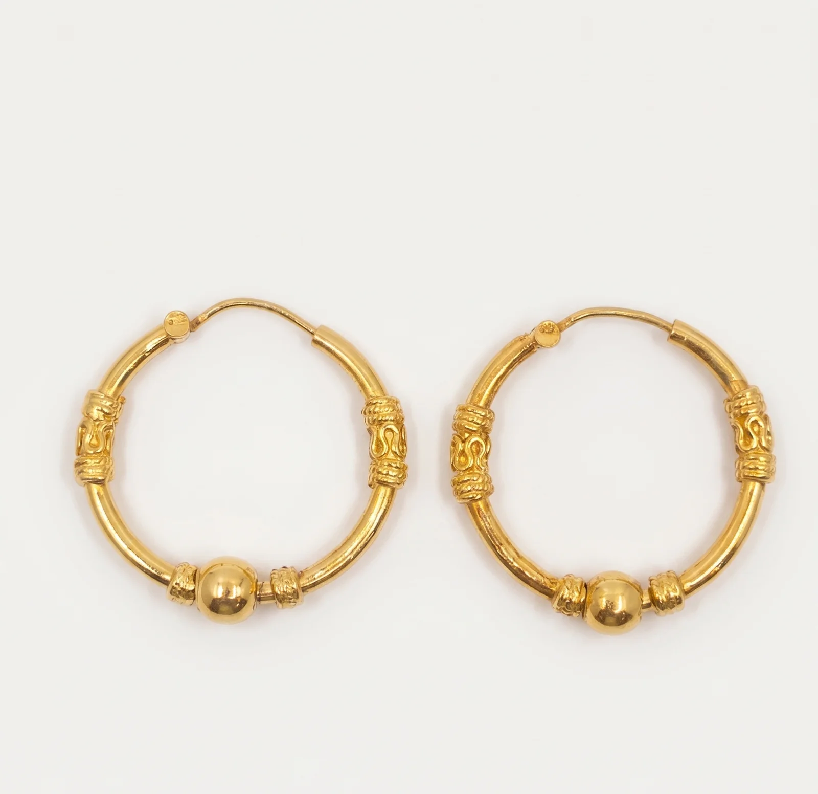 Gold Hoop Earrings with Bead