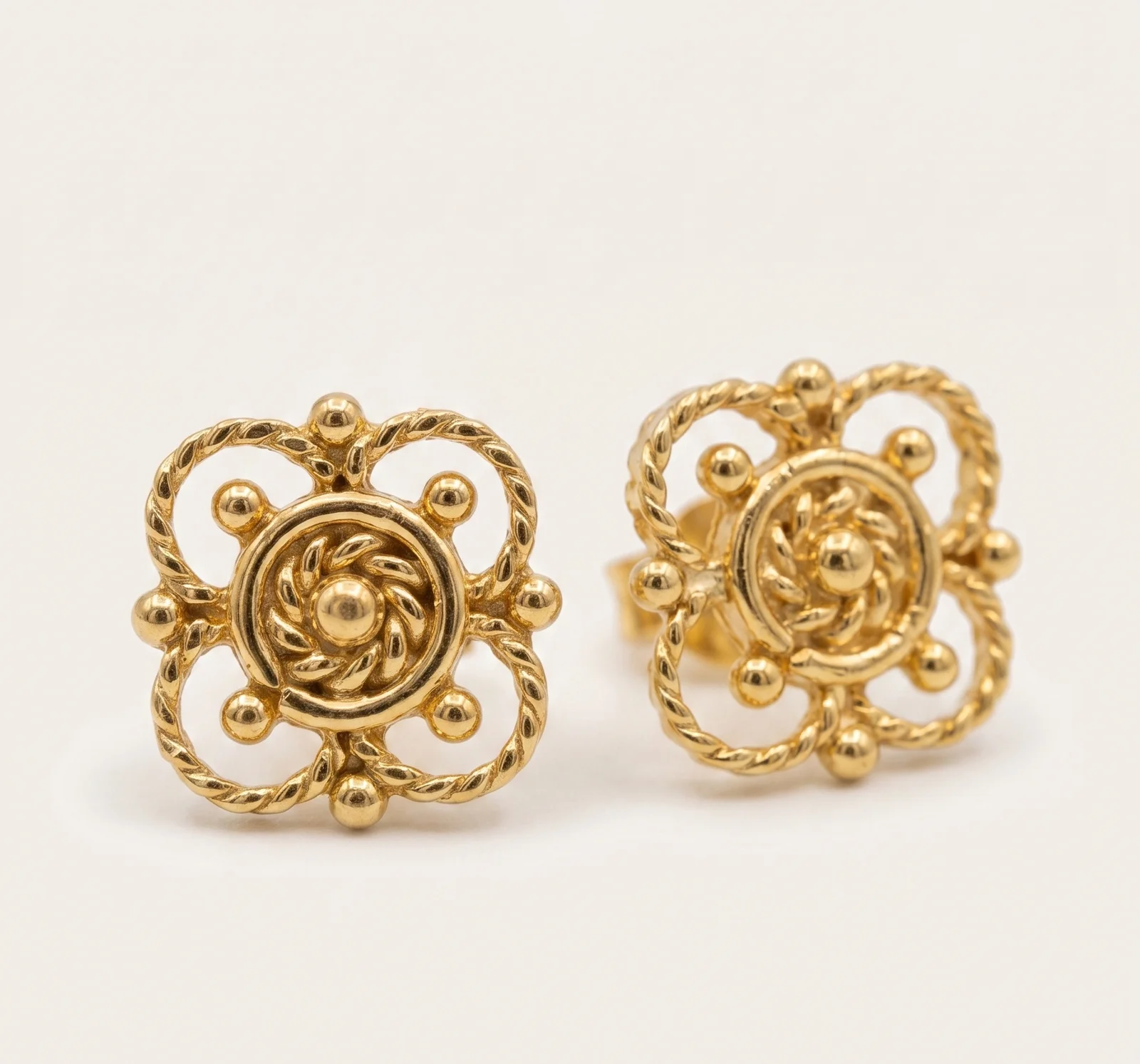 Gold Flower Stud Earrings