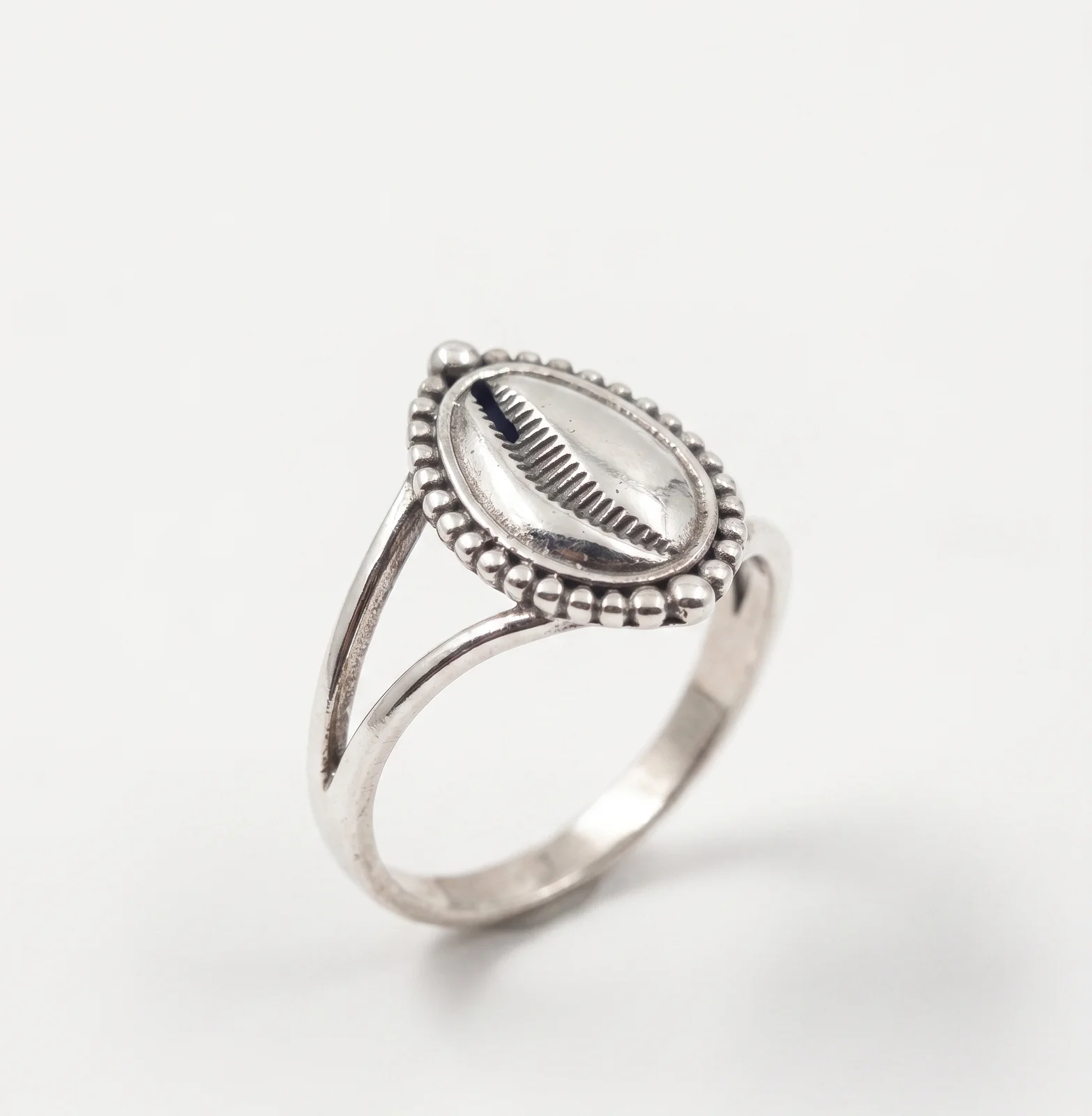 Silver Cowrie Shell Ring