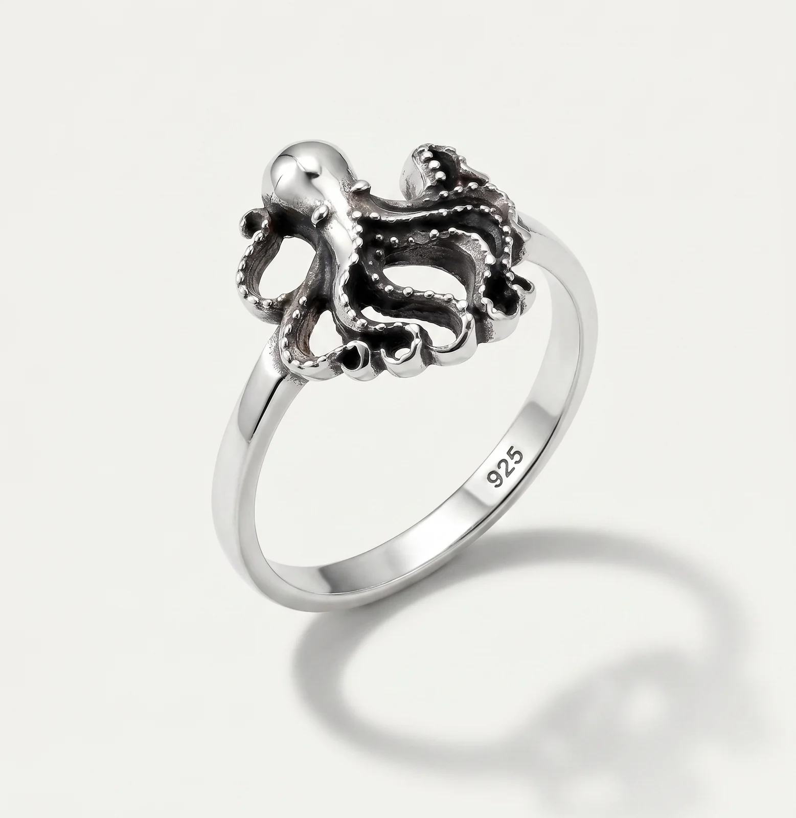 Sterling Silver Small Octopus Ring