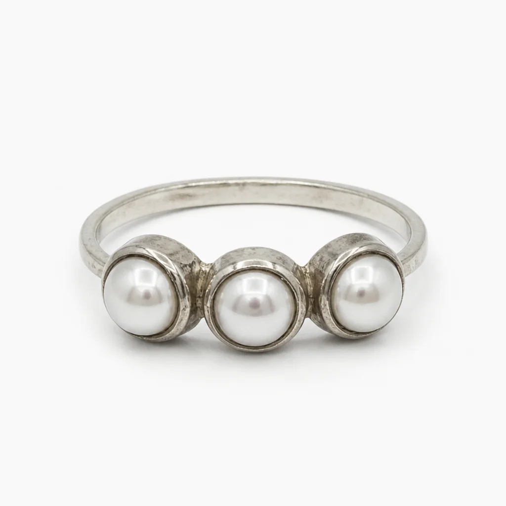 Three Pearl Sterling Silver Ring