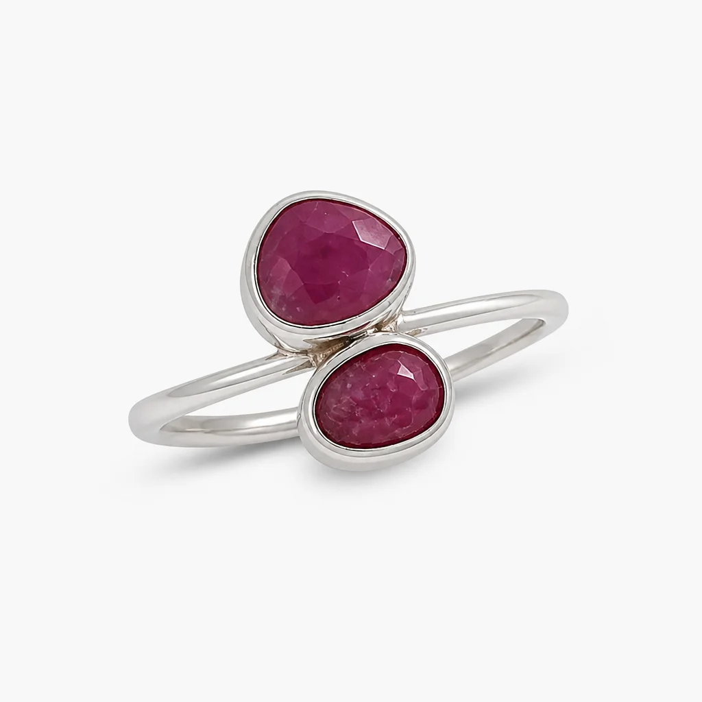 Double Ruby Sterling Silver Ring