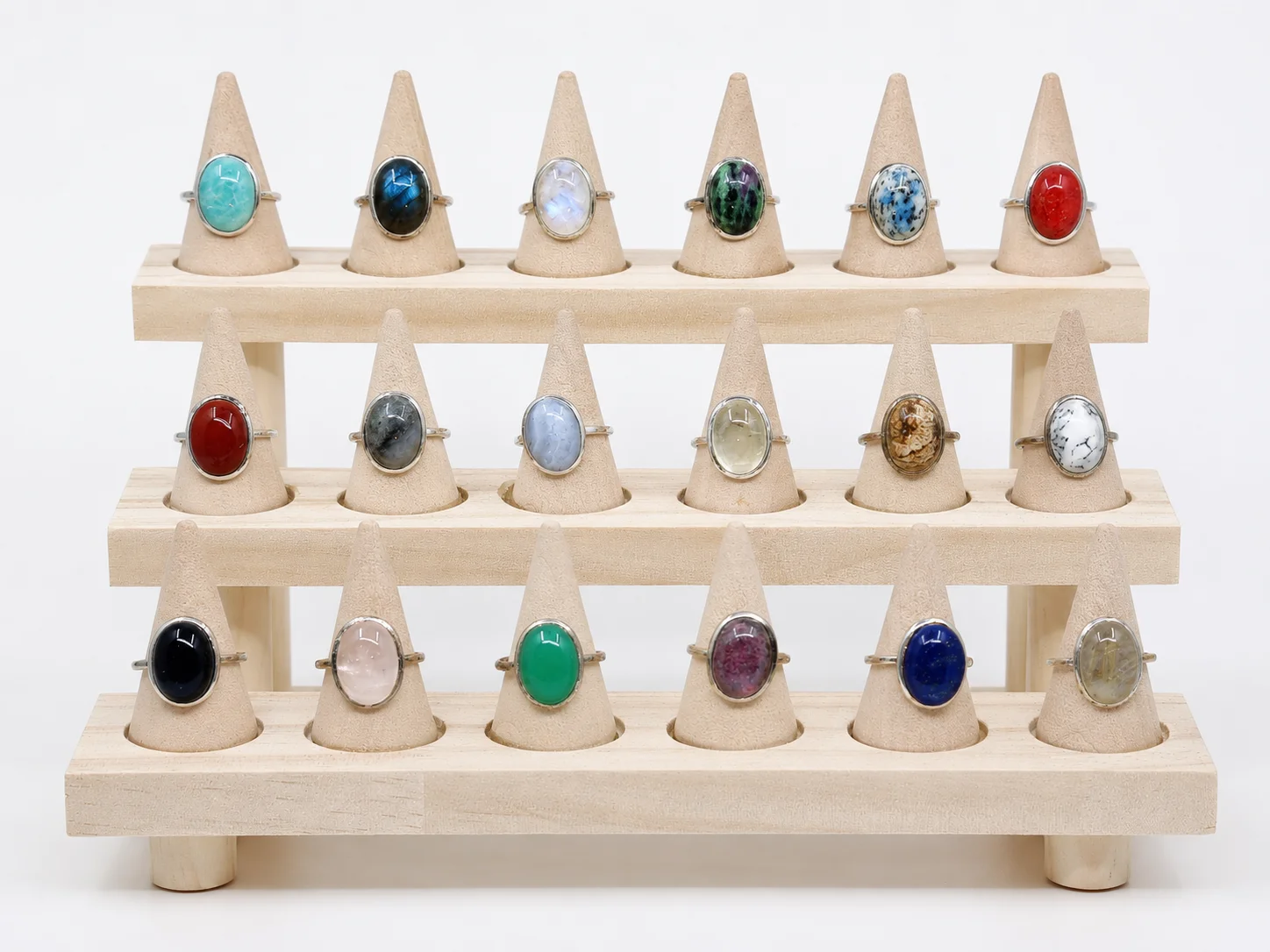 Sterling Silver Oval Gemstone Ring